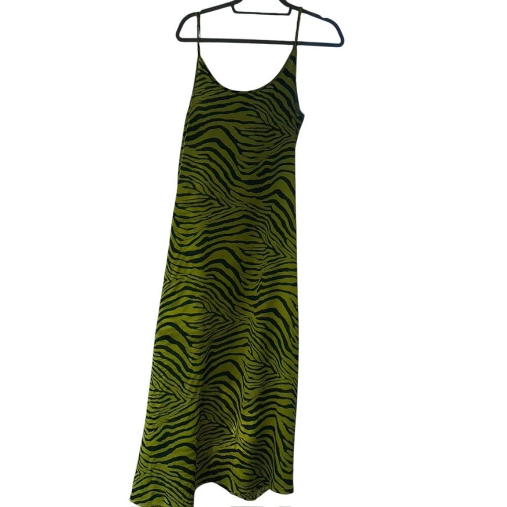 Apparis neon yellow gray tiger zebra stripe sun dress RESORTWEAR M